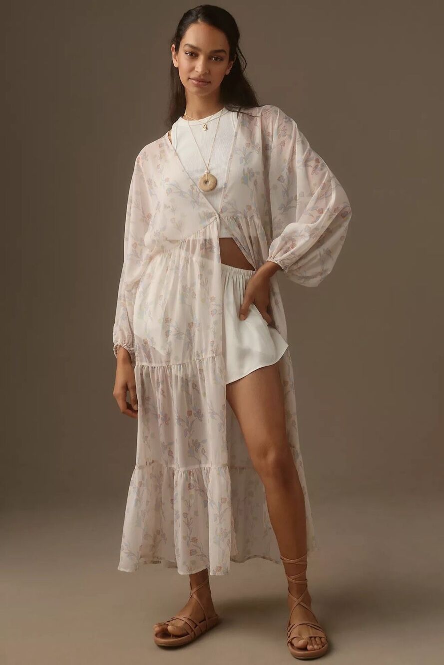 New By Anthropologie Floral Tiered Duster